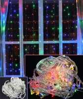 Занавес-пвх8режимов2х1.5м,160LED,10нитей, прозрачныйпровод.RA02147