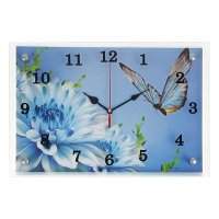 ЧасынастенныепрямоугольныеГолубыецветыибабочка,1373262