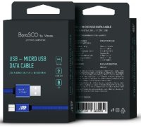 КабельBORASCOUSB-MICROUSB,3А,1м,внейлоновойоплеткесиний